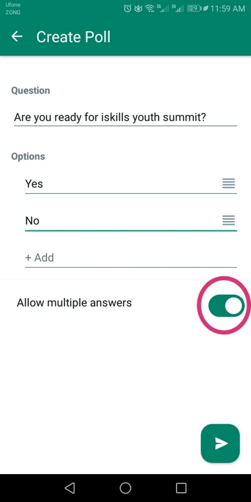 mutiple options allowing toggle in whatsapp poll