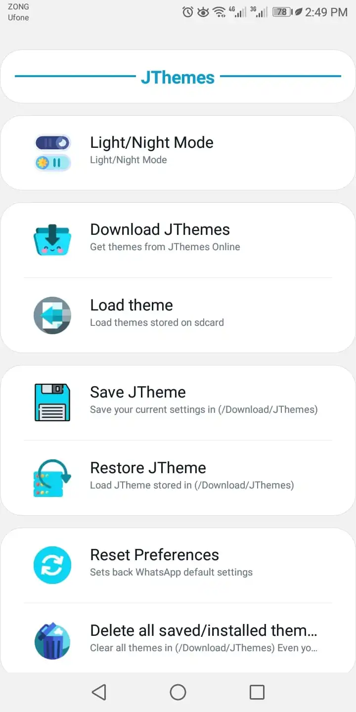 JTheme all options